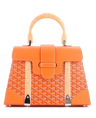 Pre-Owned Goyard Mm Saigon Top Handle Bag Coated Canvas with Leather