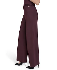 Halston Women's Mid Rise Wide Leg Ponte Trousers