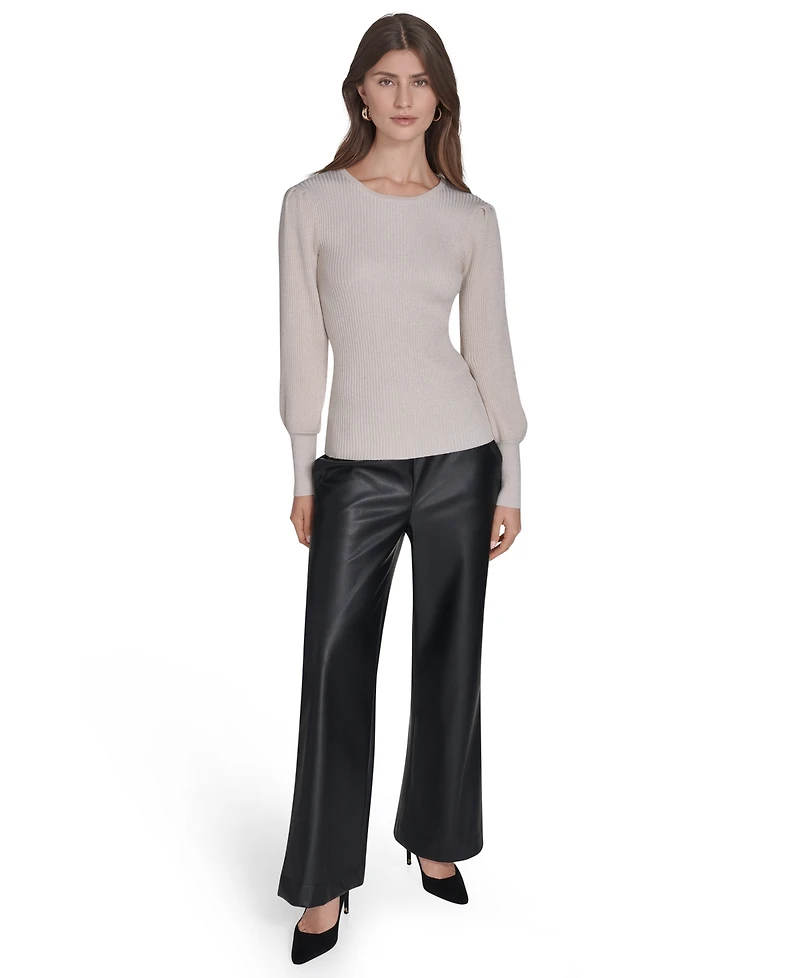 Halston Women's Crewneck Puff Sleeves Sweater