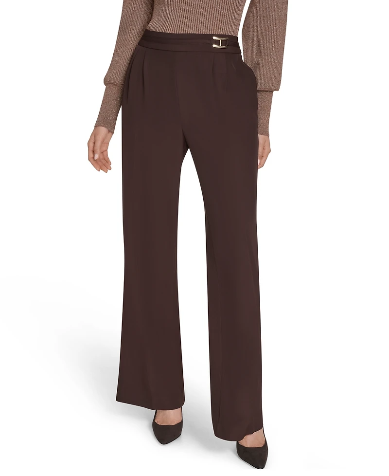 Halston Women's Mid Rise Wide Leg Trousers