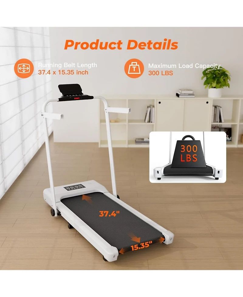 DeerRun 3-in-1 treadmill w/ handlebar. 300LB cap, 3.0HP motor, Led display, remote & App control. Foldable for small home/office spaces