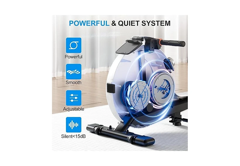 DeerRun Adjustable 32-Level Magnetic Resistance Long Slide Rail Smart Rowing Machine with PitPat App