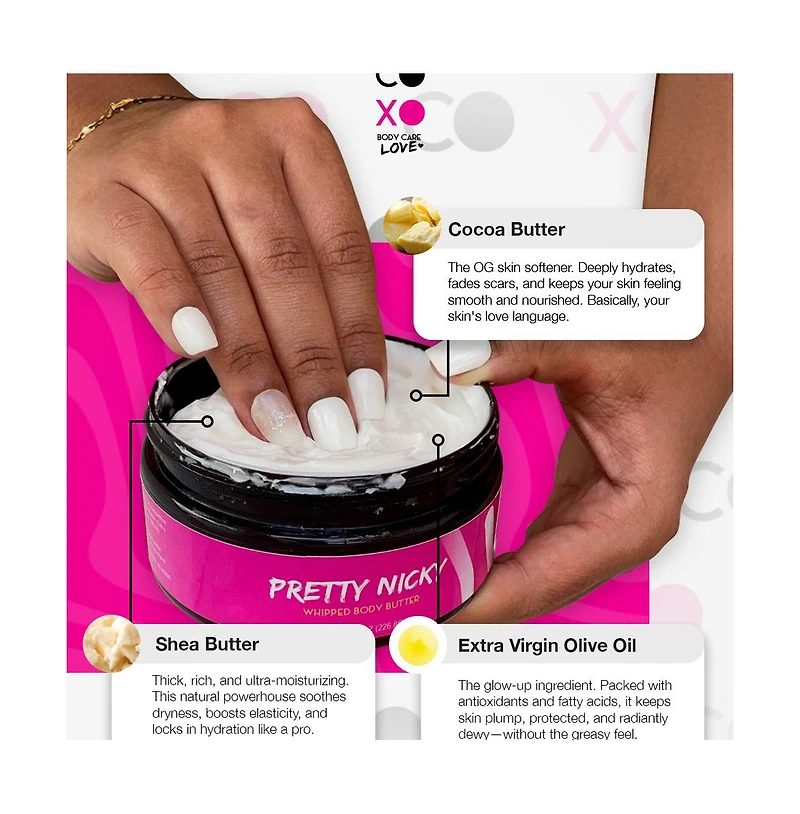 CoCo Xo Pretty Nicky Natural Whipped Body Butter 8 oz.