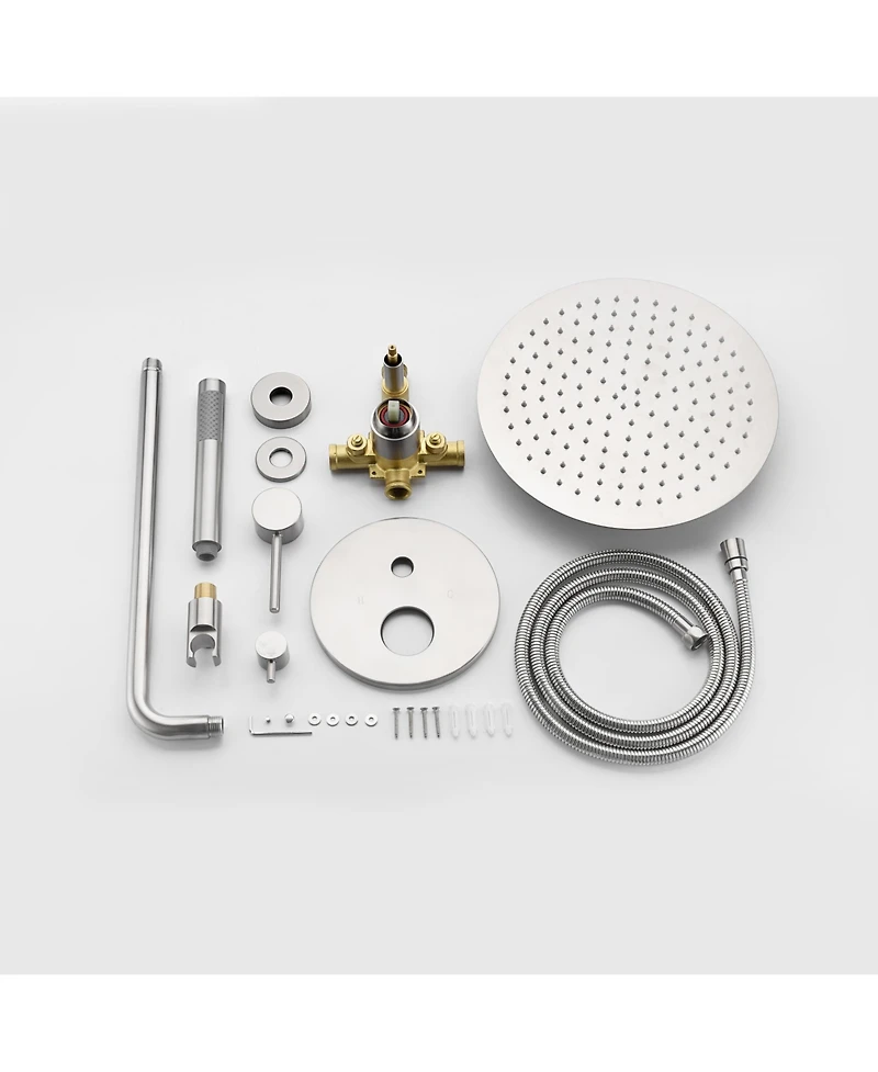 Rainsken Wall Mounted Shower Faucet Set for Bathroom with High Pressure 10" Stainless Steel Rain Shower head Handheld Shower Set, Brushed Nickel