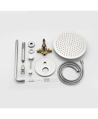Rainsken Wall Mounted Shower Faucet Set for Bathroom with High Pressure 10" Stainless Steel Rain Shower head Handheld Shower Set, Brushed Nickel