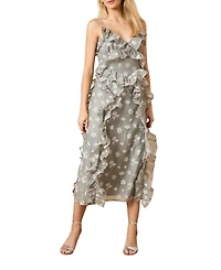 Oasis Women's Ruffle Front V-Neck Strappy Midi Dress