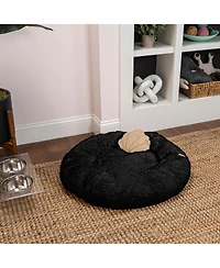 The Licker Store Maisie Bohemian Glam Faux Fur Round Fluffy Calming Donut Pet Bed with Washable Cover