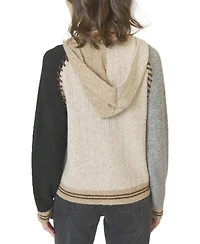 Central Park West Women's Faye Cabled Hoodie W/Whipstitch