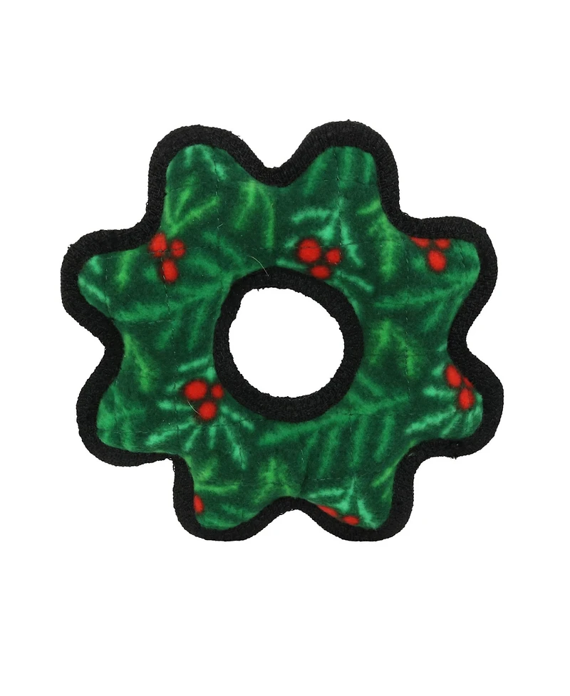 Tuffy Holiday Jr Gear Ring Wreath, Durable Plush Squeaky Dog Toy