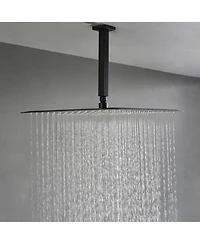 Rainsken 16" Matte Black Shower Head - Luxury Rainfall Showerhead with Self-Cleaning Nozzles, Universal Fit