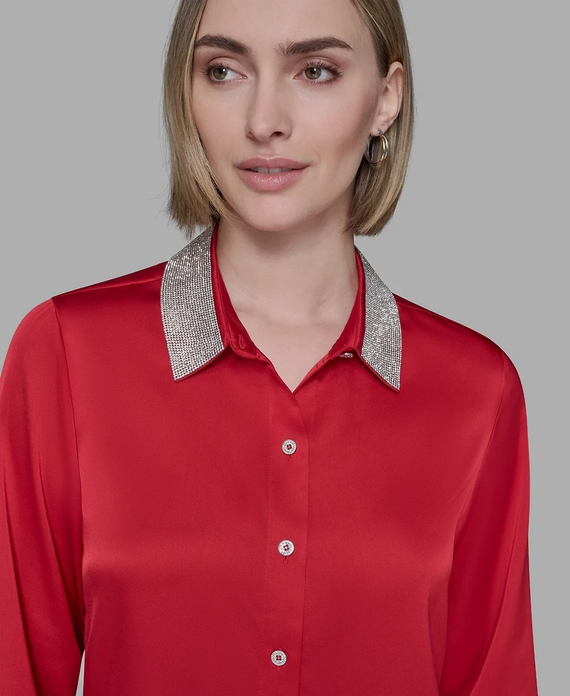 Karl Lagerfeld Paris Women's Collared Neck Shirt