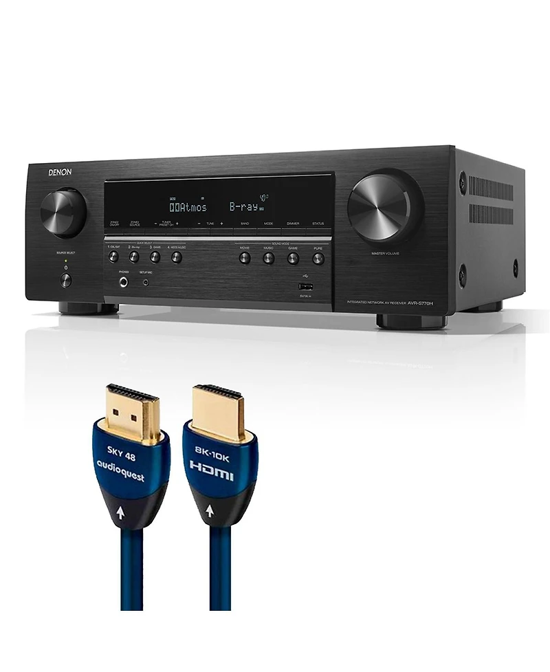 Denon Avr-S770H 7.2 Channel 8K Home Receiver with AudioQuest Sky 3m Hdmi Cable