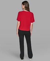 Karl Lagerfeld Paris Women's Crewneck Embellished Top