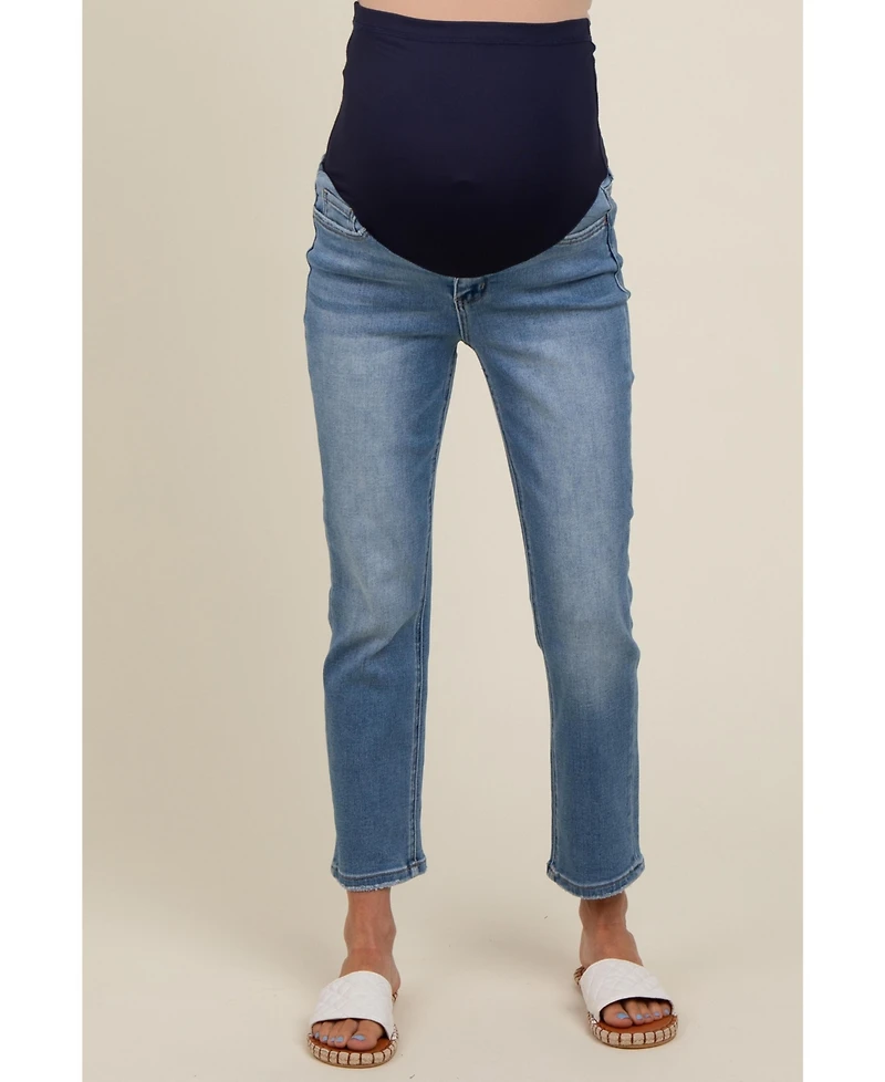 Pinkblush Maternity Blue Slim Straight Ankle Crop Jeans