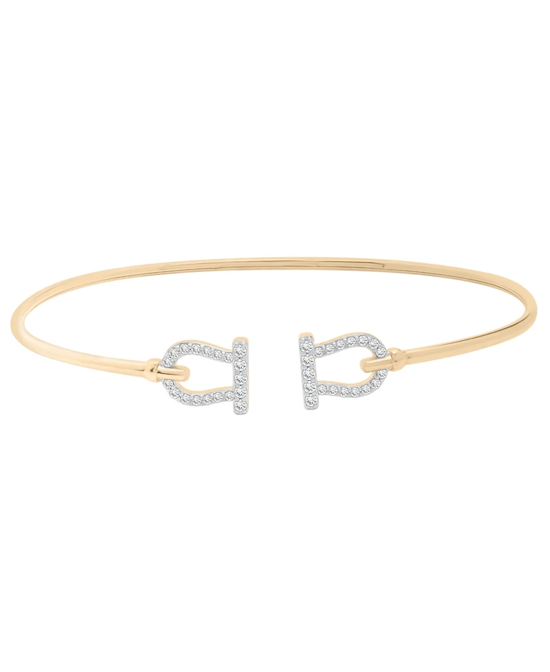 Wrapped Double Lock Bangle Bracelet (1/4 ct. t.w.) in 10K Yellow Gold
