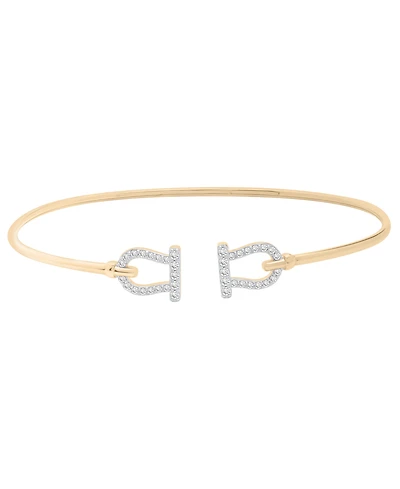 Wrapped Double Lock Bangle Bracelet (1/4 ct. t.w.) in 10K Yellow Gold