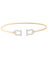 Wrapped Double Lock Bangle Bracelet (1/4 ct. t.w.) in 10K Yellow Gold