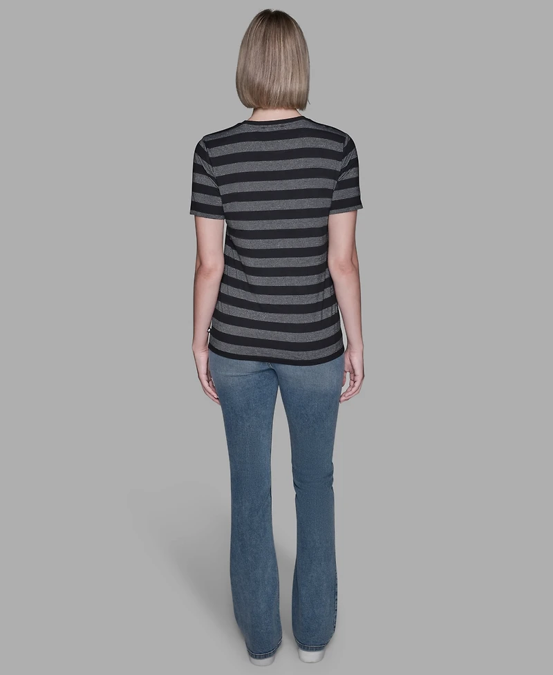 Karl Lagerfeld Paris Women's Crewneck Striped T-Shirt