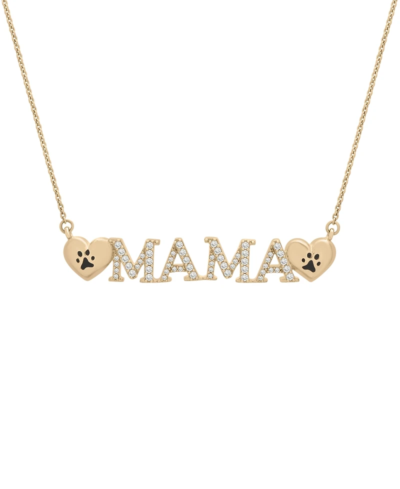 Wrapped Dog Mama Design Diamond Necklace (1/5 ct. t.w.) in 10K Yellow Gold