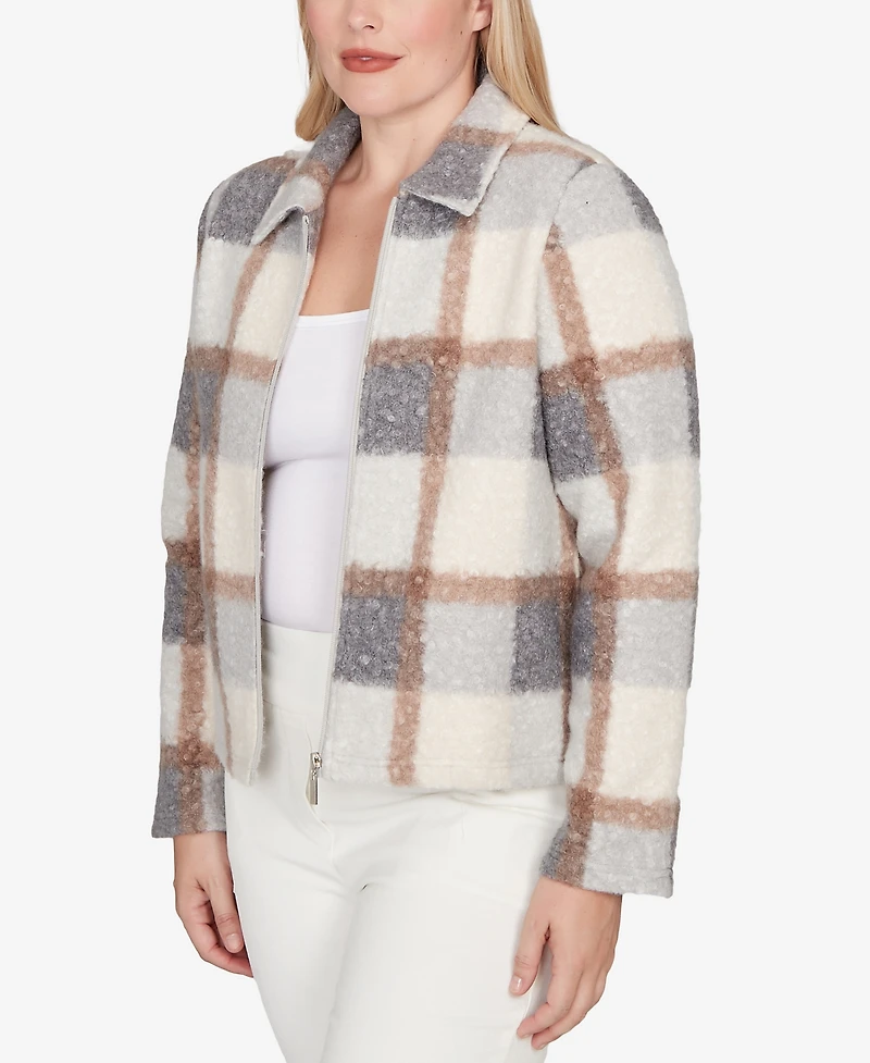 Alfred Dunner Vienna Plaid Knit Boucle Jacket