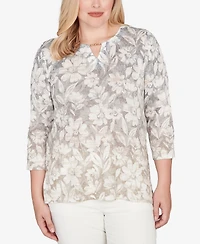 Alfred Dunner Vienna Ombre Floral Knit Top