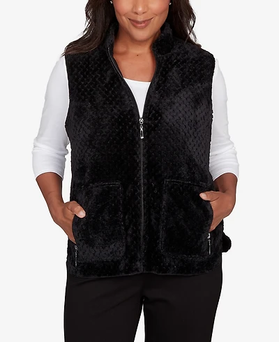 Alfred Dunner Barcelona Plush Fleece Lined Vest Jacket