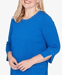 Alfred Dunner Barcelona Solid Floral Jacquard Knit Top