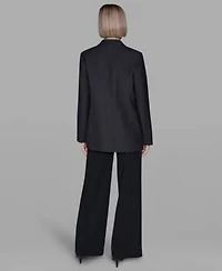 Karl Lagerfeld Paris Womens Floral Print Collar Blazer Print Pants