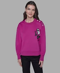 Karl Lagerfeld Paris Womens Choupette Patch Detail Sweatshirt P Xs Xl