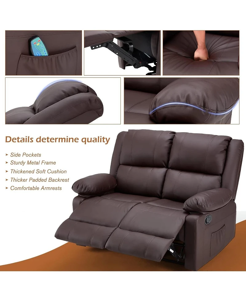Aecojoy Loveseat Recliner with Heat&Massage Function, Rv Couch Wall-Hugger Reclining Sofa