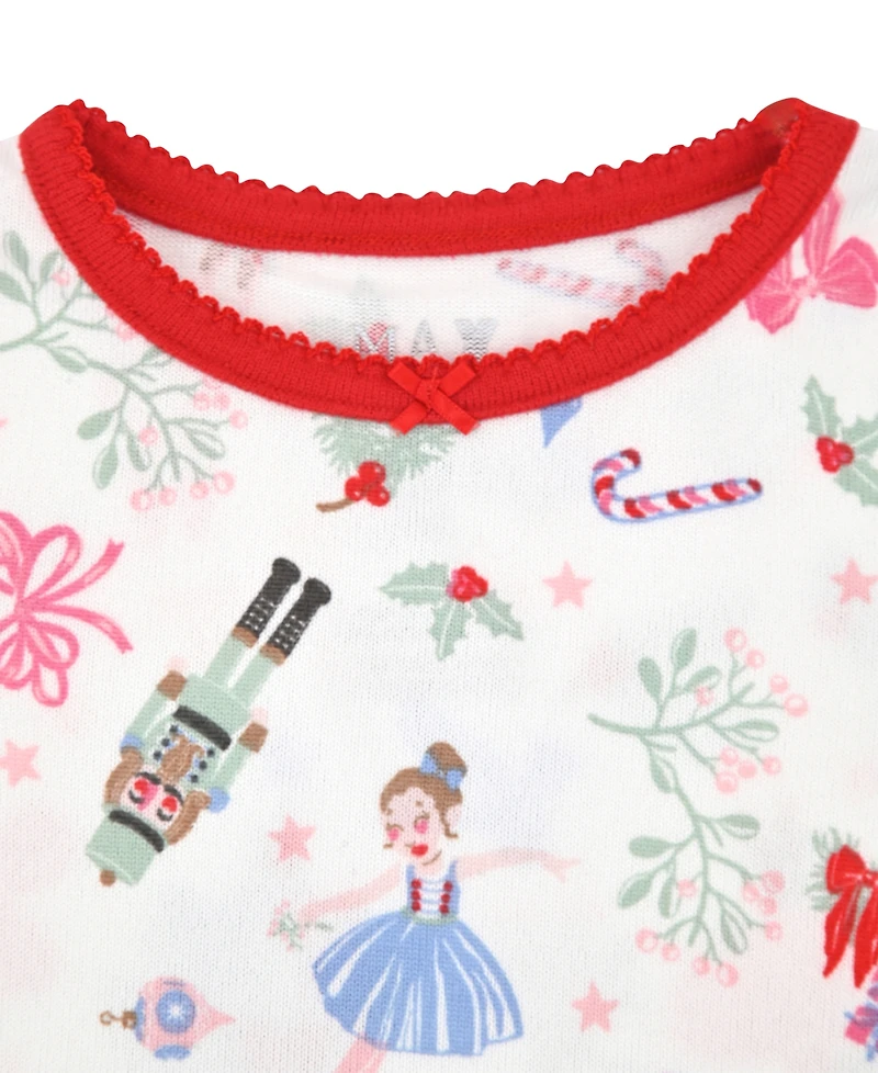 Max & Olivia 12M-5T Girls 3-Piece Snug Fit Holiday Long Sleeve T-Shirt, Pants and Socks Pajama Set