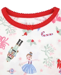 Max & Olivia 12M-5T Girls 3-Piece Snug Fit Holiday Long Sleeve T-Shirt, Pants and Socks Pajama Set