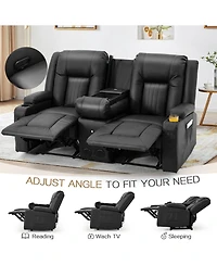 Aecojoy Recliner Loveseat with Console&Bluetooth Speakers, Manual Rv Reclining Sofa