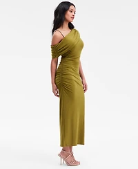 Rachel Roy Women's Asymmetrical Drape Beaded Strap Midi Dress