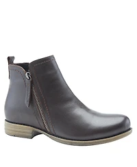 Spring Step Oziel Leather Bootie with Decorative Zipper and Chunky Sculpted Heel