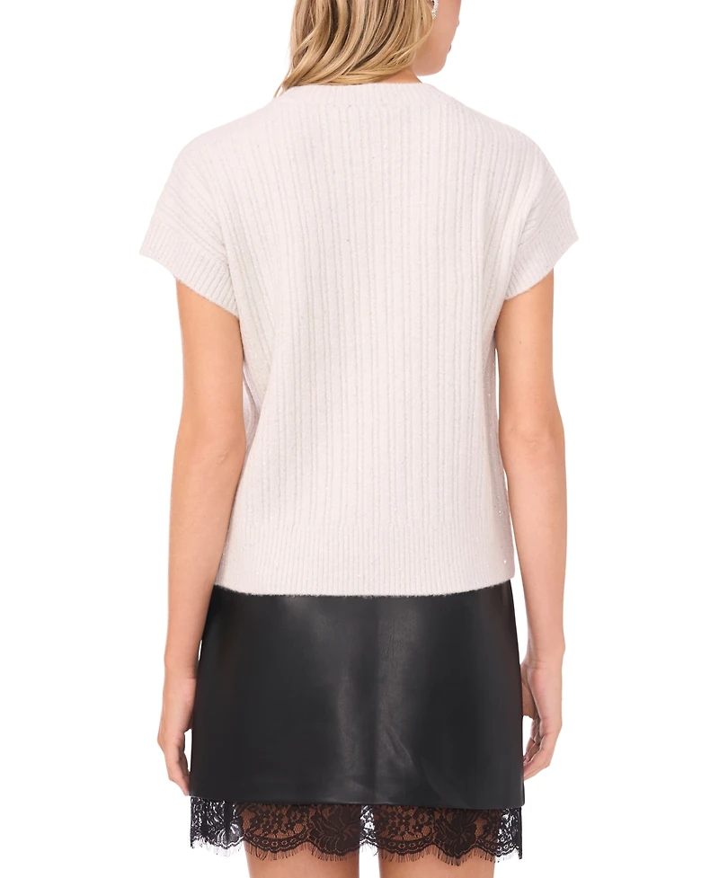 Vince Camuto Women's Lurex Short Sleeves Sweater