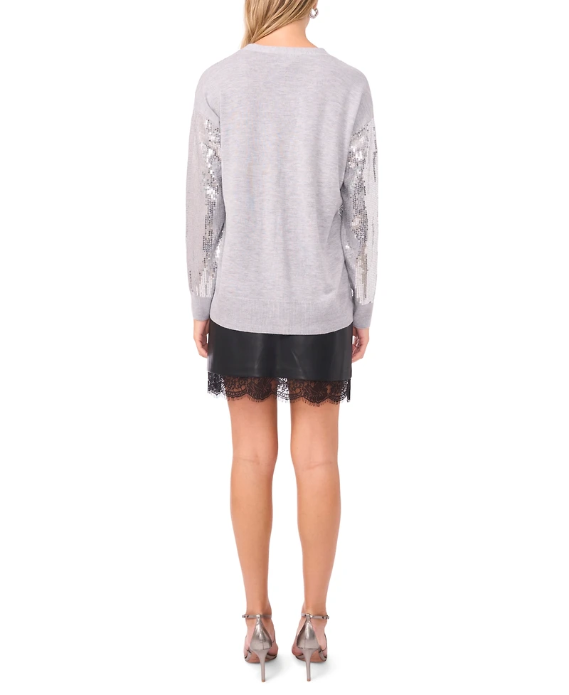 Vince Camuto Women's Sequin Long Sleeves Cardigan Sweater