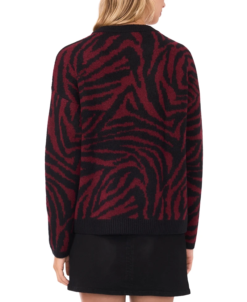 Vince Camuto Women's Zebra Jacquard Long Sleeves Sweater