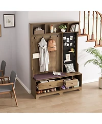 Streamdale Furniture Multi-Purpose Hall Tree Bench, Coat Rack, Shelves, Pegboard