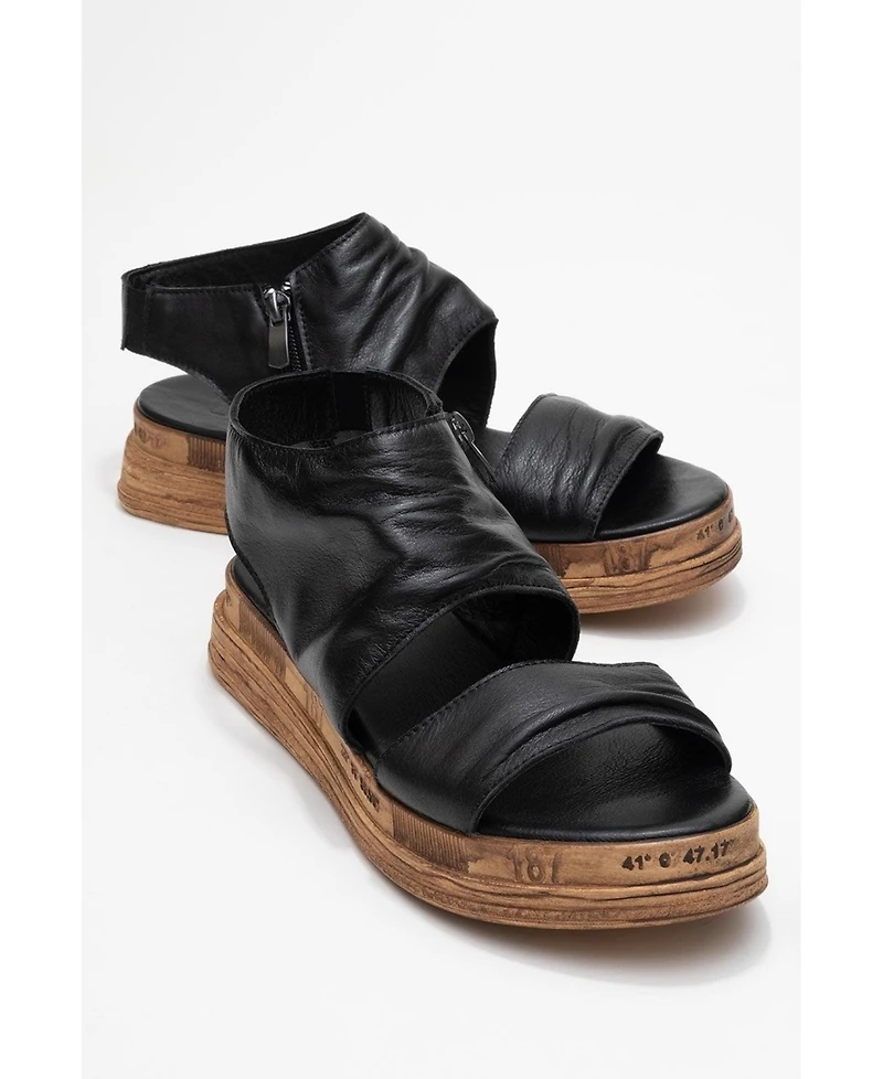 Forever & Always Shoes Lunas Leather Side-Zip Sandal (Women)