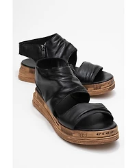 Forever & Always Shoes Lunas Leather Side-Zip Sandal (Women)