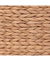 Sawyer 24" Classic Farmhouse Hand-Woven Hyacinth 2-Section Collapsible Laundry Hamper with Washable Liner