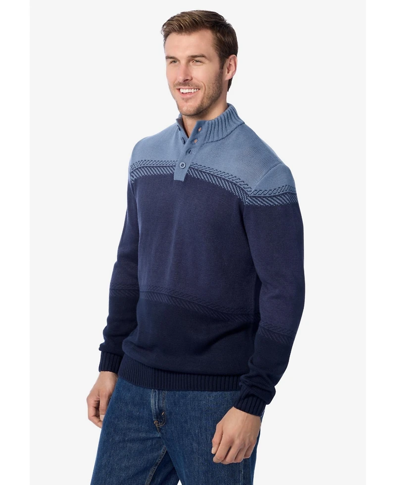 KingSize Big & Tall Henley Shaker Sweater
