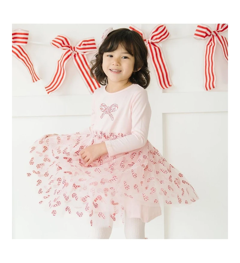 Sweet Wink Toddler Girls Candy Cane Confetti Christmas Long Sleeve Tutu Dress