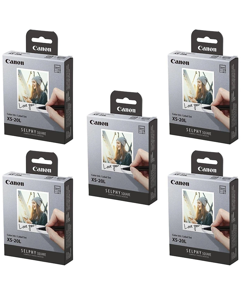 Canon 5 Pack Selphy Color Ink/Label Xs-20L Set, 20 Sheets