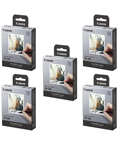 Canon 5 Pack Selphy Color Ink/Label Xs-20L Set, 20 Sheets