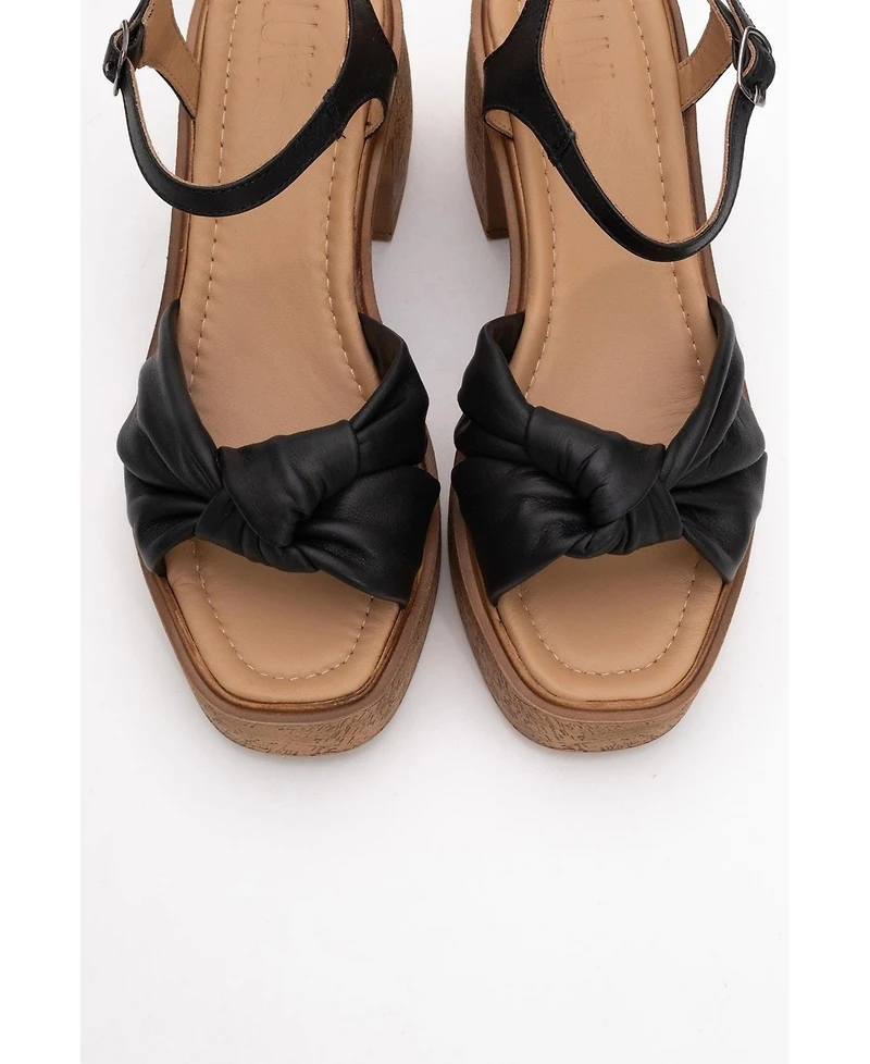 Forever & Always Shoes Tily Platform Wedge Leather Sandal (Women)