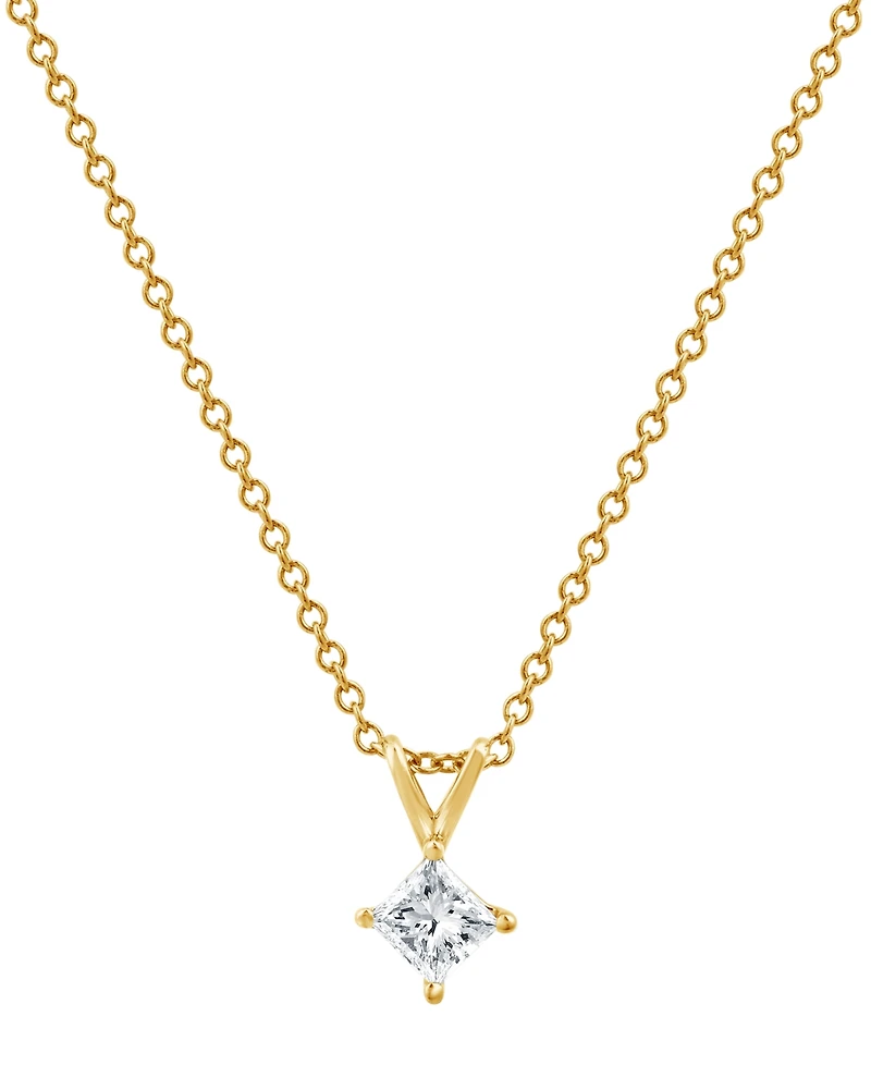 Macy's Certified Diamond Solitaire Pendant Necklace (1/3 ct. t.w.) in 14K Yellow Gold