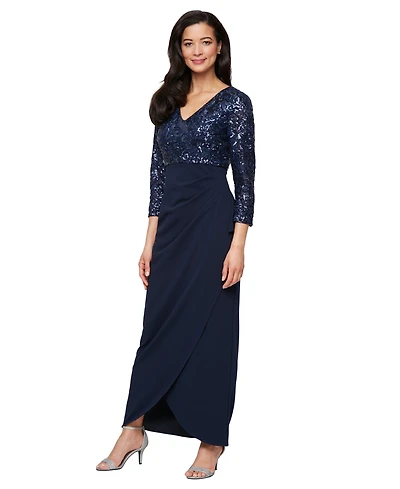 Sl Fashions Women's V-Neck Empire Waist Dress