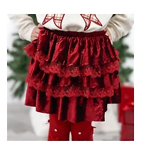 Sweet Wink Baby Girls Ruby Red Velvet Tiered Christmas Tutu Skirt
